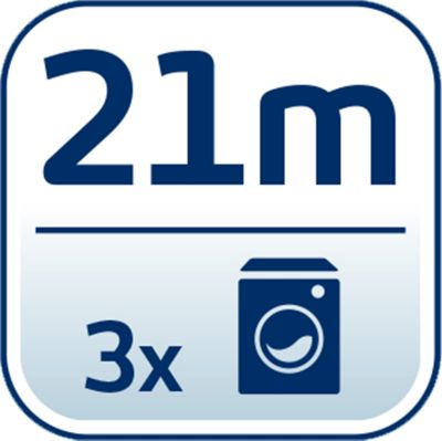 Séchoir à linge mural 21 m d'étendage, 5 fils, enrouleur automatique, blanc, Leifheit Rollfix 210 Longline