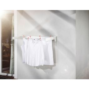 Séchoir à linge mural 8,1 m d'étendage, 8 barres et 1 porte serviettes, Leifheit Telegant 81 Protect Plus