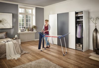 Séchoir à linge sur pied 15 m avec support petit linge, Leifheit Pegasus 150 Solid Slim