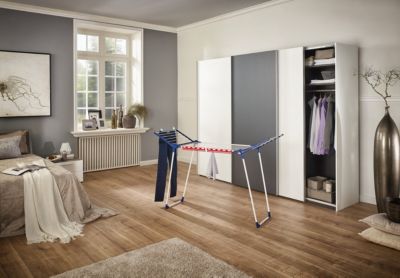 Séchoir à linge sur pied 15 m avec support petit linge, Leifheit Pegasus 150 Solid Slim
