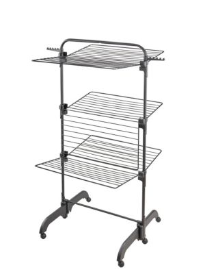 Séchoir à linge tour noir sur roulettes 42 m d'étendage 3 niveaux, Leifheit Comfort Tower 420 Black