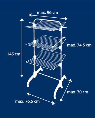 Séchoir à linge tour noir sur roulettes 42 m d'étendage 3 niveaux, Leifheit Comfort Tower 420 Black