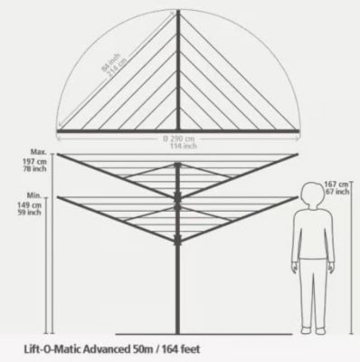Séchoir parapluie Brabantia Lift-o-Matic Advance 50m