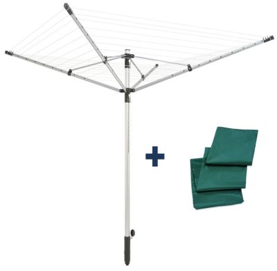 Séchoir parapluie extérieur, 50 m d'étendage, noir et gris, Leifheit LinoPush 500