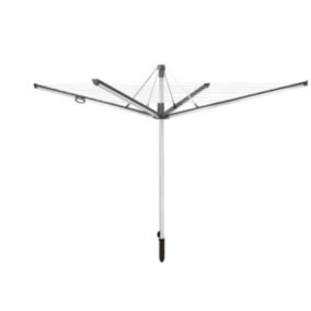 Séchoir parapluie extérieur avec douille de fixation, 50 m d'étendage, noir et gris, Leifheit Linomatic Plus 500