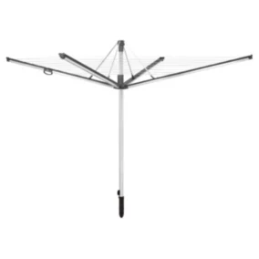 Séchoir parapluie extérieur avec douille de fixation, 60 m d'étendage, noir et gris, Leifheit Linomatic Plus 600