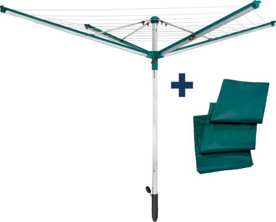 Séchoir à Linge Rotatif Extérieur Type Parapluie 50m Avec Housse - Corde Stable Jardin