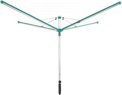 Séchoir parapluie extérieur avec housse et douille de fixation, 60 m d'étendage, vert et gris, Leifheit Linomatic Deluxe Cover 600