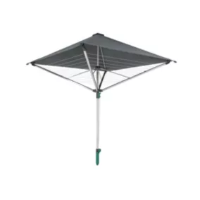 Séchoir parapluie extérieur avec toit étanche et douille de fixation, 40 m d'étendage, noir et gris, Leifheit LinoProtect 400