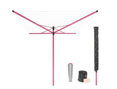 Séchoir parapluie rotatif 50m d'étendage, rose, Brabantia Lift'O Matic