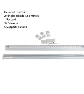 Secodir - DECORAIL - Tringle rail pour rideau L.3 m (Blanc)