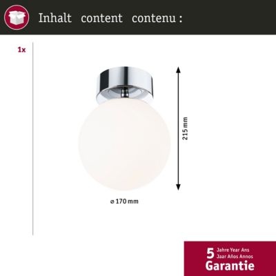 Selection Bathroom Plafonnier LED Gove IP44 3000K 900lm 230V 9W Chrome, Satiné