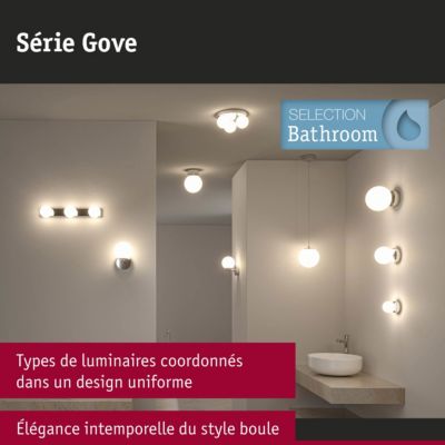 Selection Bathroom Plafonnier LED Gove IP44 3000K 900lm 230V 9W Chrome, Satiné