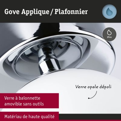 Selection Bathroom Plafonnier LED Gove IP44 3000K 900lm 230V 9W Chrome, Satiné