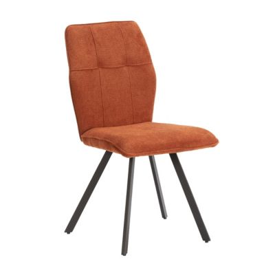 SELMA - Lot de 4 Chaises Tissu Marron Effet Tricoté Pieds Métal Noir