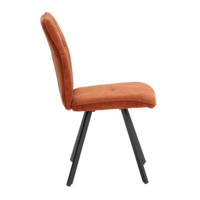 SELMA - Lot de 4 Chaises Tissu Marron Effet Tricoté Pieds Métal Noir