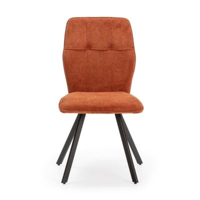 SELMA - Lot de 4 Chaises Tissu Marron Effet Tricoté Pieds Métal Noir