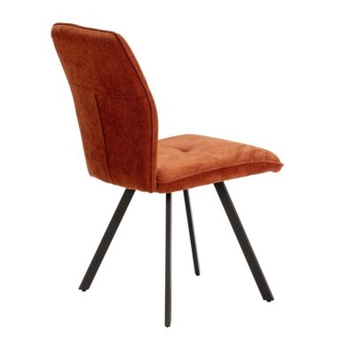 SELMA - Lot de 4 Chaises Tissu Marron Effet Tricoté Pieds Métal Noir
