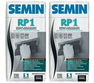 Semin Enduit de Rénovation Polyvalent RP1 - Intérieur - Poudre - Sac 15 kg (lot de 2)
