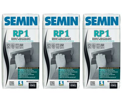 Semin Enduit de Rénovation Polyvalent RP1 - Intérieur - Poudre - Sac 15 kg (lot de 3)
