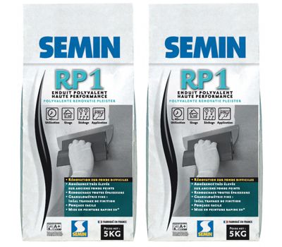 Semin Enduit de Rénovation Polyvalent RP1 - Intérieur - Poudre - Sac 5 kg (lot de 2)