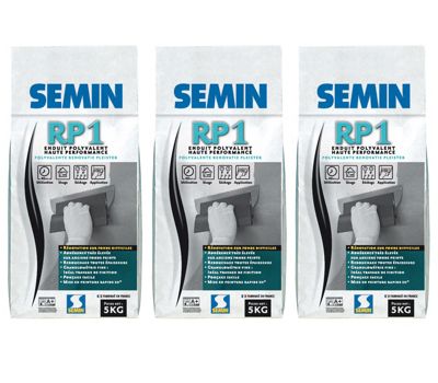 Semin Enduit de Rénovation Polyvalent RP1 - Intérieur - Poudre - Sac 5 kg (lot de 3)
