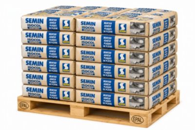 SEMIN ISOCOL EXPERT Mortier Adhésif Haute Adhérence pour Plaques de Plâtre et Complexes Isolants, Palette de 20 sacs de 25 Kg