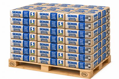 SEMIN ISOCOL EXPERT Mortier Adhésif Haute Adhérence pour Plaques de Plâtre et Complexes Isolants, Palette de 40 sacs de 25 Kg