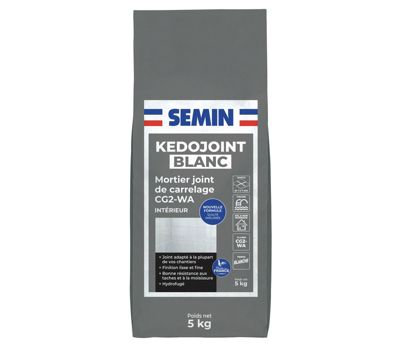 Semin - Joint en Poudre pour Carrelage Kedojoint Blanc - Intérieur - Sac de 5 kg
