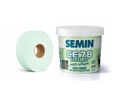 SEMIN Pack Hydro plaques de plâtre - Enduit CE 78 Hydro Pot de 5kg + Bande à Joint Hydro 30 m - Spécial pièces Humides - 10 m²
