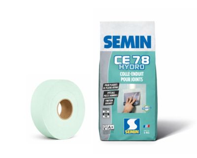 SEMIN Pack Hydro plaques de plâtre - Enduit CE 78 Hydro Sac de 5kg + Bande à Joint Hydro 30 m - Spécial pièces Humides - 10 m²