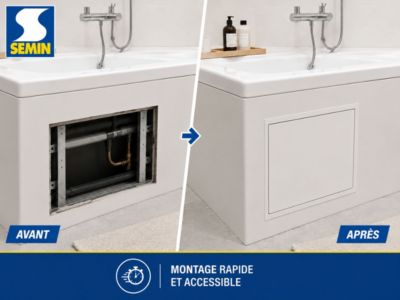 Semin Pack Trappe de Visite laquée 300 x 300 mm + Enduit finition joint - Accès gaines techniques - Inclus cartouche 310 Ml