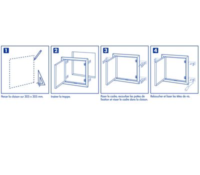Semin Pack Trappe de Visite laquée 300 x 300 mm + Enduit finition joint - Accès gaines techniques - Inclus cartouche 310 Ml