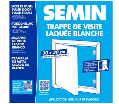 Semin Pack Trappe de Visite laquée 300 x 300 mm + Enduit finition joint - Accès gaines techniques - Inclus cartouche 310 Ml