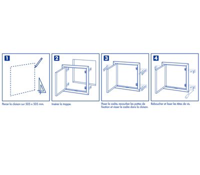 Semin Pack Trappe de Visite laquée blanche 500 x 500 mm + Enduit finition joint - Accès gaines techniques- inclut cartouche 310 ml
