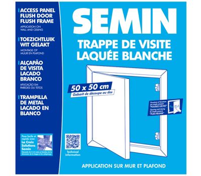 Semin Pack Trappe de Visite laquée blanche 500 x 500 mm + Enduit finition joint - Accès gaines techniques- inclut cartouche 310 ml