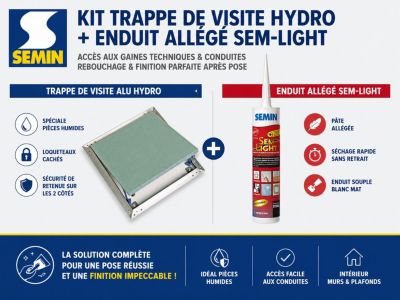 SEMIN Trappe de Visite Hydro 400x400 mm + Enduit finition- Accès Gaines Techniques- Inclus Cartouche 310 ml