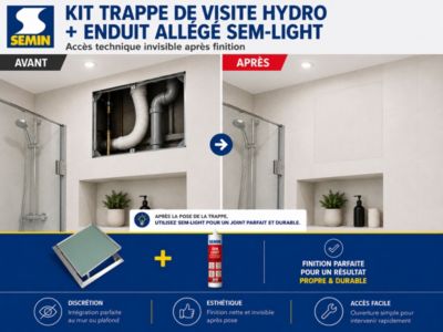 SEMIN Trappe de Visite Hydro 400x400 mm + Enduit finition- Accès Gaines Techniques- Inclus Cartouche 310 ml