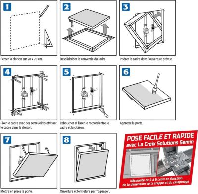 SEMIN Trappe de Visite Hydro 400x400 mm + Enduit finition- Accès Gaines Techniques- Inclus Cartouche 310 ml