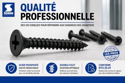 SEMIN Vis Plaque de Plâtre 3,5 x 25 mm - Auto-Perceuses TTPC - Acier ...