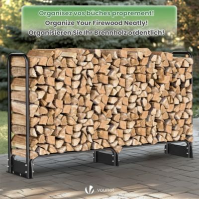 VOUNOT® Abri range-bûches 2m avec housse verte - Serre bûche en acier