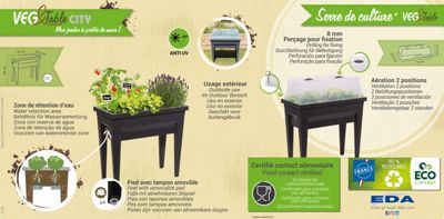 Serre de culture et espace Veg & Table city EDA 57L taupe