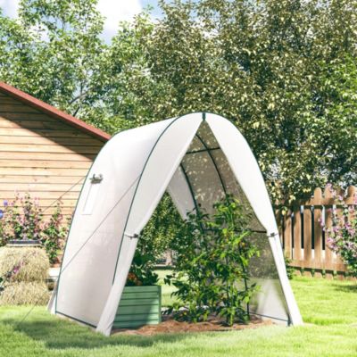 Serre de jardin 180x180x200 cm en plastique blanc avec 2 portes zippées