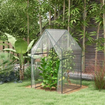 Serre de jardin 90x90x145 cm en acier transparent avec double porte