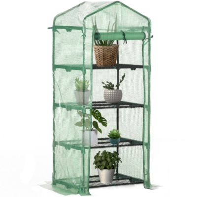 Serre de jardin balcon étagère serre 4 niveaux 0,7L x 0,5l x 1,6H m acier galvanisé bâche amovible PE haute densité vert
