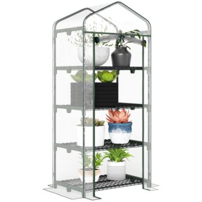Serre de jardin balcon étagère serre 4 niveaux 0,7L x 0,5l x 1,6H m acier époxy bâche amovible PVC haute densité transparente