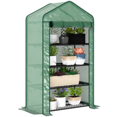 Serre de jardin balcon étagère serre 4 niveaux acier bâche PE haute densité vert