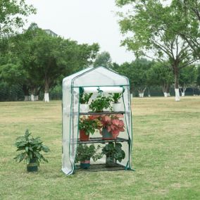 Serre de jardin Chaam à 3 niveaux 125 x 69 x 49 cm blanc en.casa