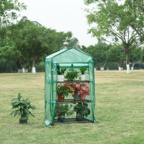 Serre de jardin Chaam à 3 niveaux 125 x 69 x 49 cm vert en.casa