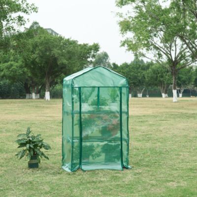 Serre de jardin Chaam à 3 niveaux 125 x 69 x 49 cm vert en.casa